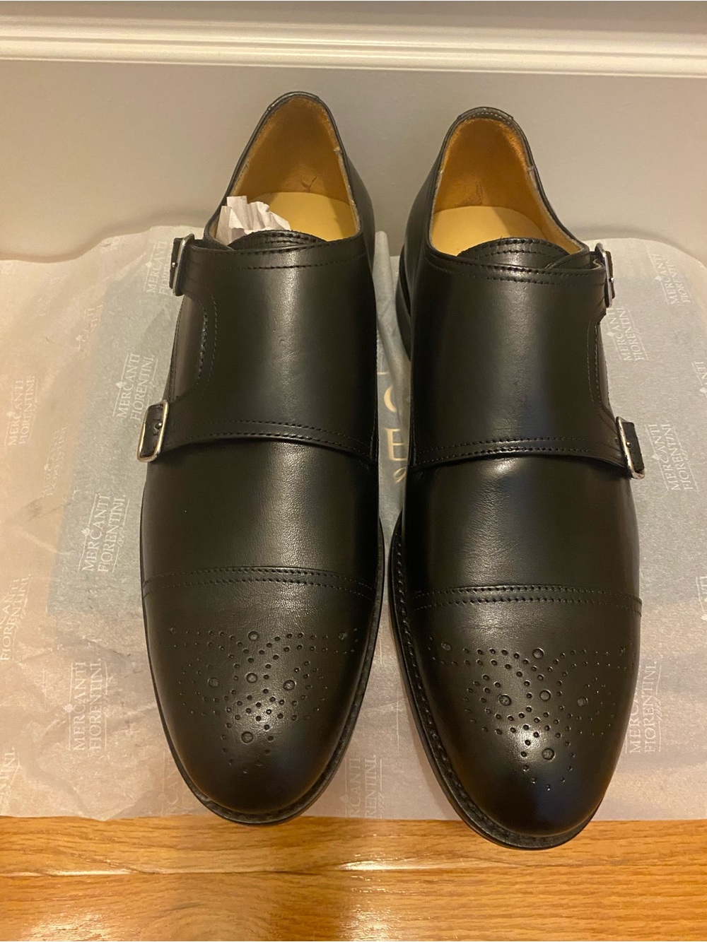 Mercanti Fiorentini Black Double Monk Strap Oxfords